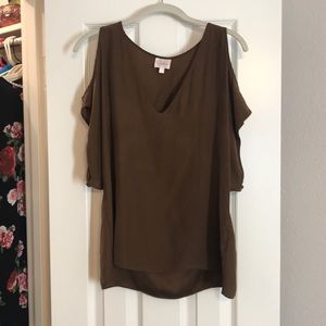 Parker Cold Shoulder Blouse Olive Small